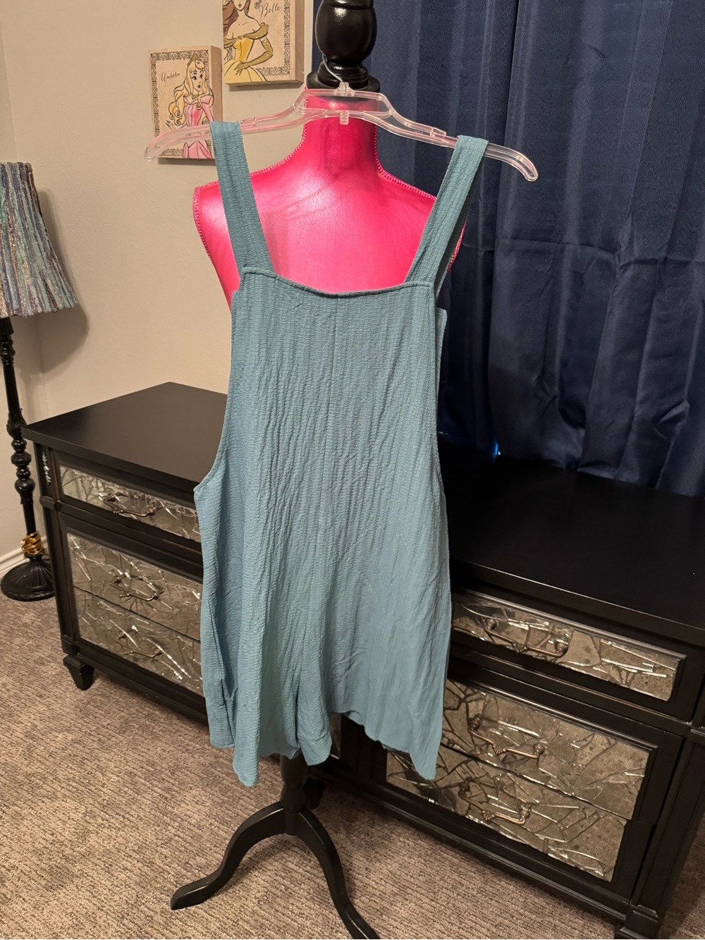 Light Blue Textured Sleeveless Romper